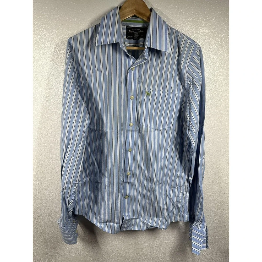 Abercrombie & Fitch Shirt Mens Large Muscle Fit Long Sleeve Striped Pocket Casua